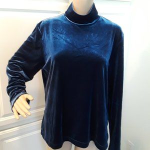 Lands End Dark Blue Velvet Top XL 💙
